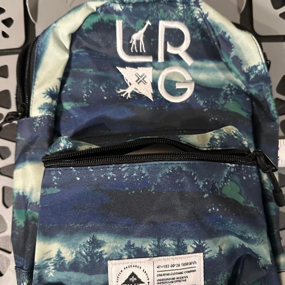 LRG Lifted Research Group Forest Scene Mini Backpack Blue Green Sling Bag